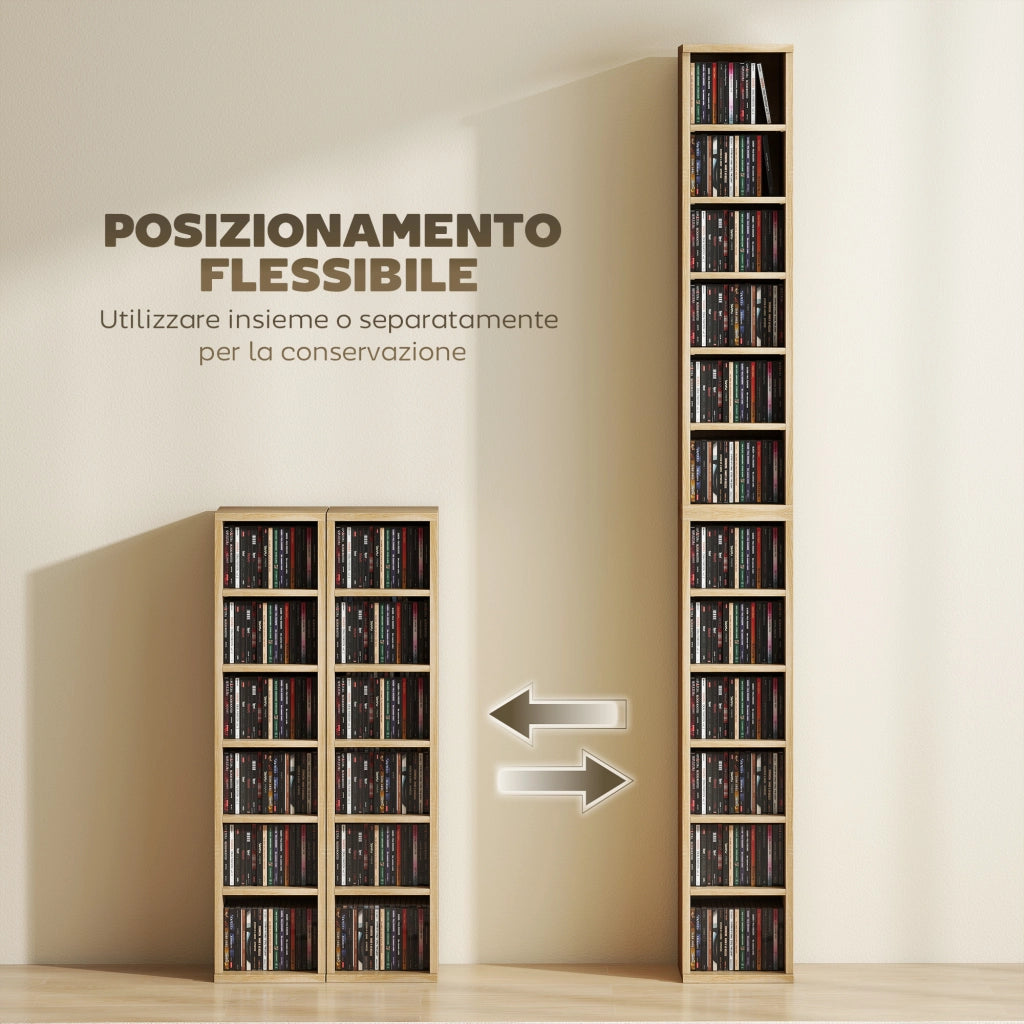 Libreria per CD con Ripiani Regolabili ¨C Zephmum ¨C Legno Rovere 21x22.5x88.5 cm