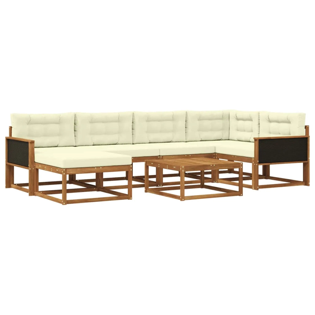 Set di divani da esterno con cuscino 7 pcs Naturale e Crema 3382713