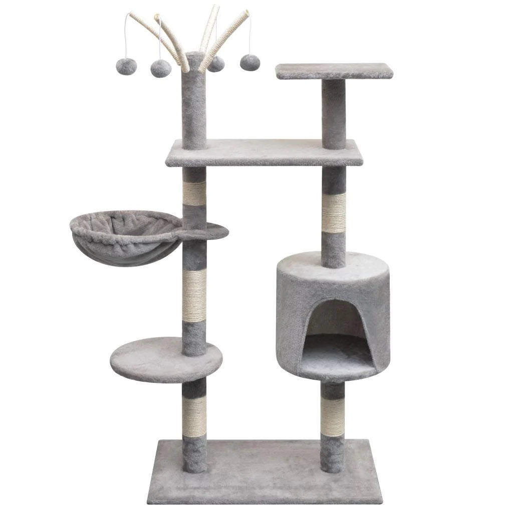 Tiragraffi albero per gatti cuccia per gatti giocattolo peluche sisal 125 cm grigio 3702185