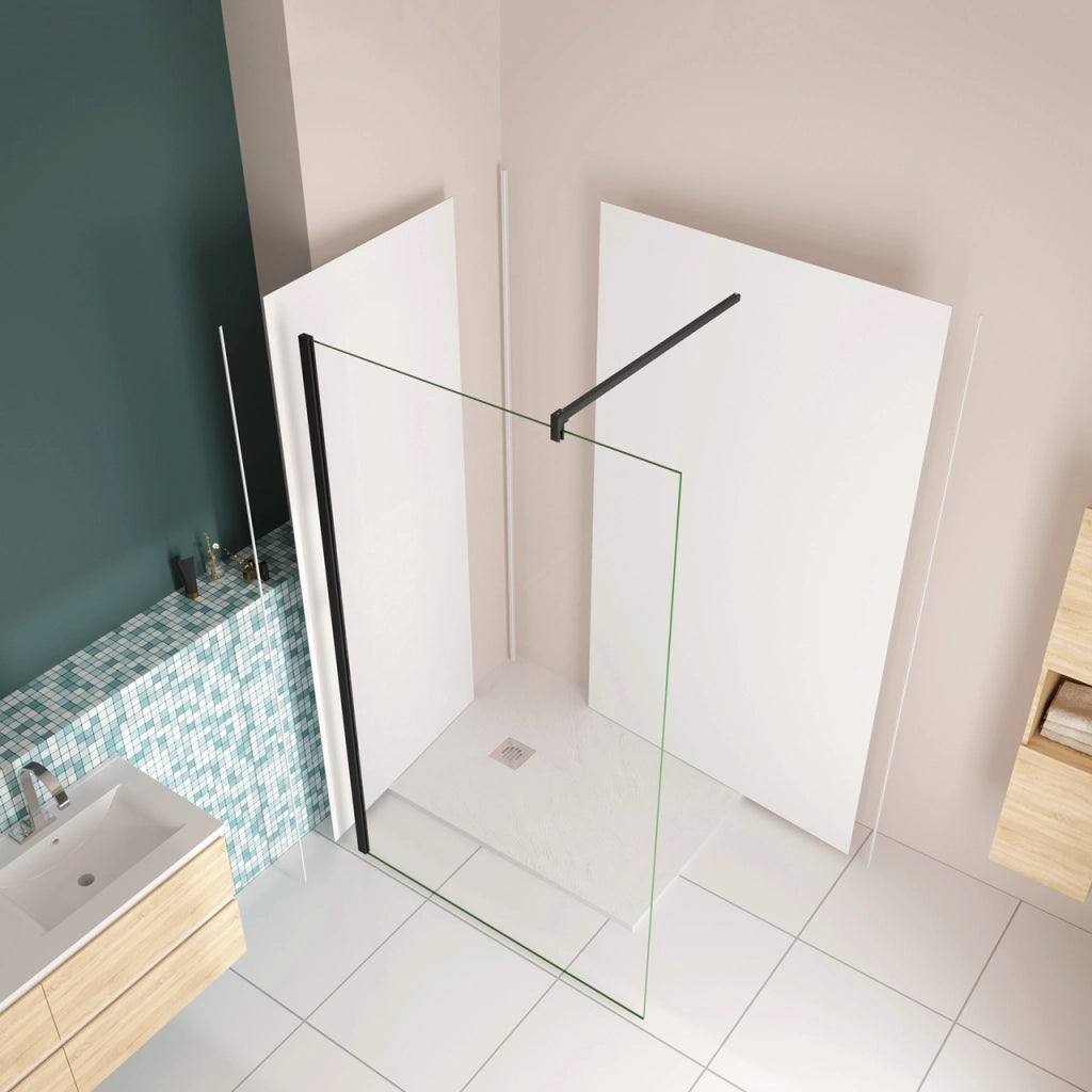 H.210 cm Pannello Doccia ad Angolo 40x80 cm Realizzato in Alluminio da 3 mm con Profili Finitura Bianco Opaco per Rivestimento Parete Bagno