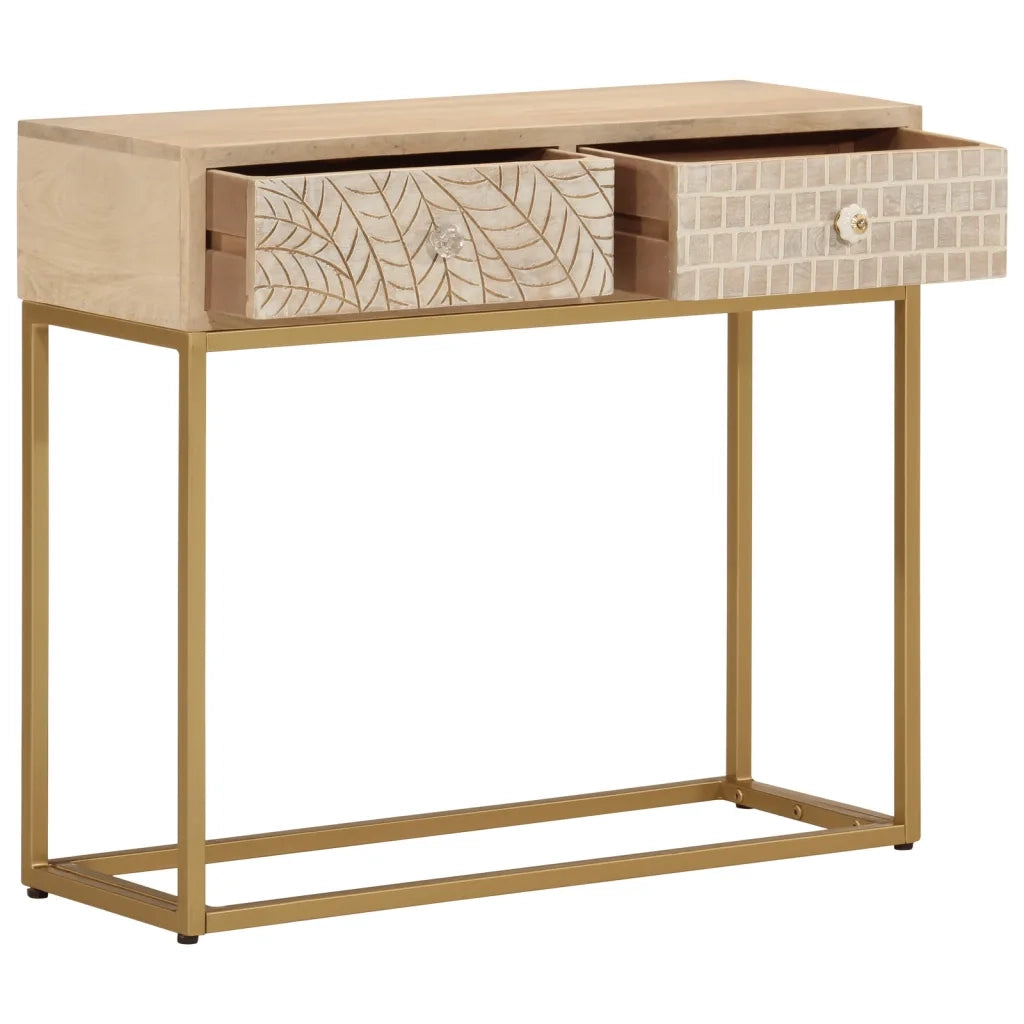 Tavolo Consolle 90x30x76 cm in Legno Massello di Mango e Ferrocod mxl 91643