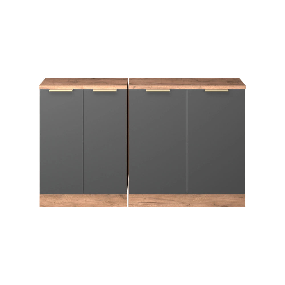 Set di mobili sottotetto Rion Antracite-oro/Rovere dorato 140 cm Set di 2 carcasse armadio profondità 60 cm Vicco