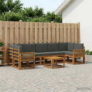 Set di divani da esterno 8 pcs Naturale e Antracite Poliestere