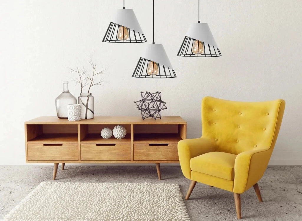 Lampa Da Soffitto Pensile Paralume Metallo Bianco APP228-1CP