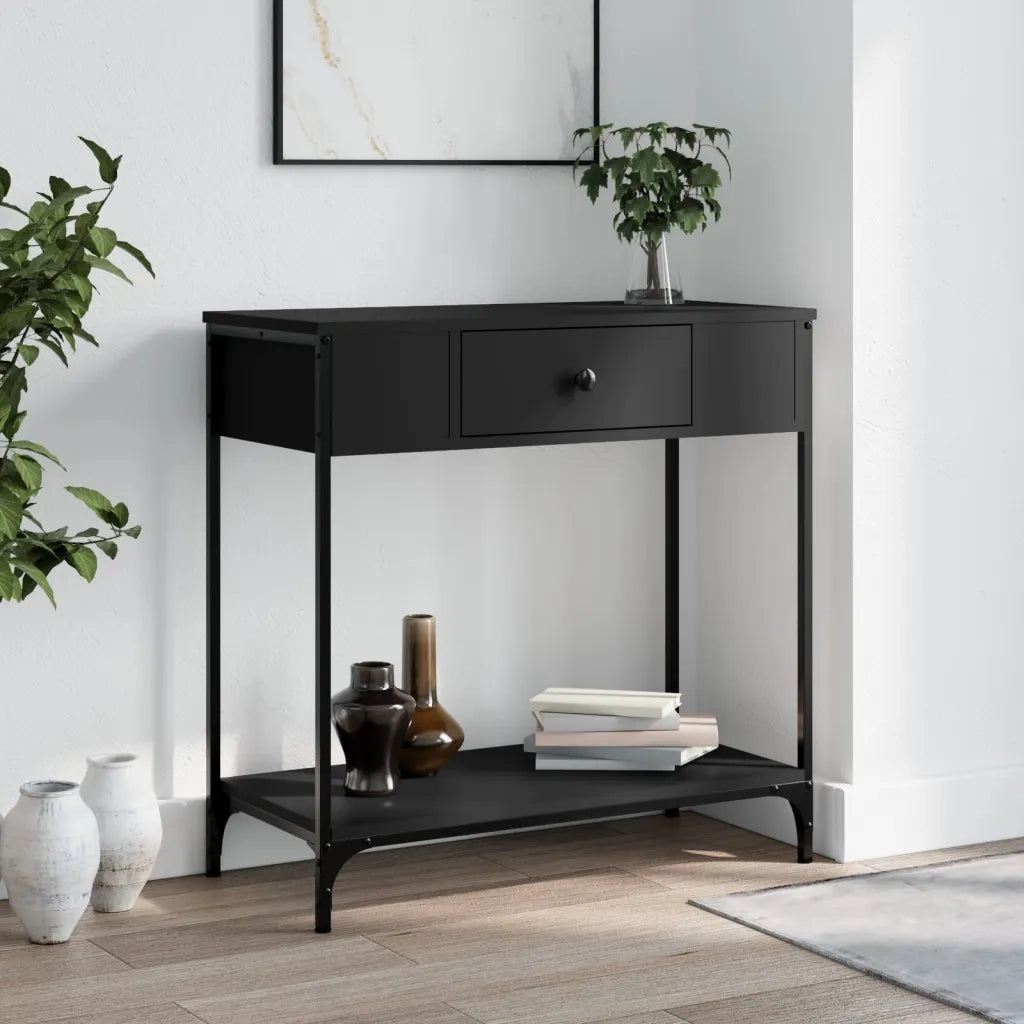 Tavolino Consolle Nero 75x34,5x75 cm in Legno Multistrato
