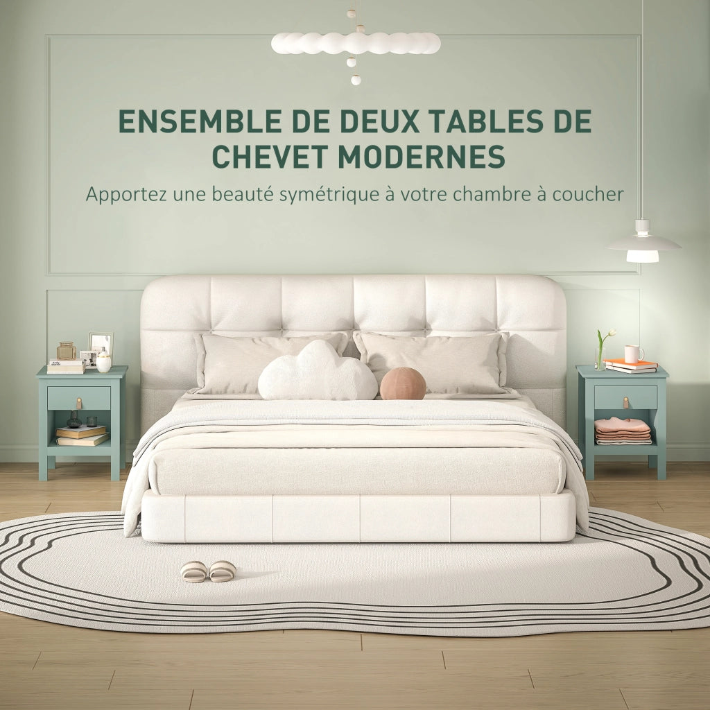 Comodino con cassetto e ripiano aperto ¨C zephmum ¨C Verde 45x40x55 cm
