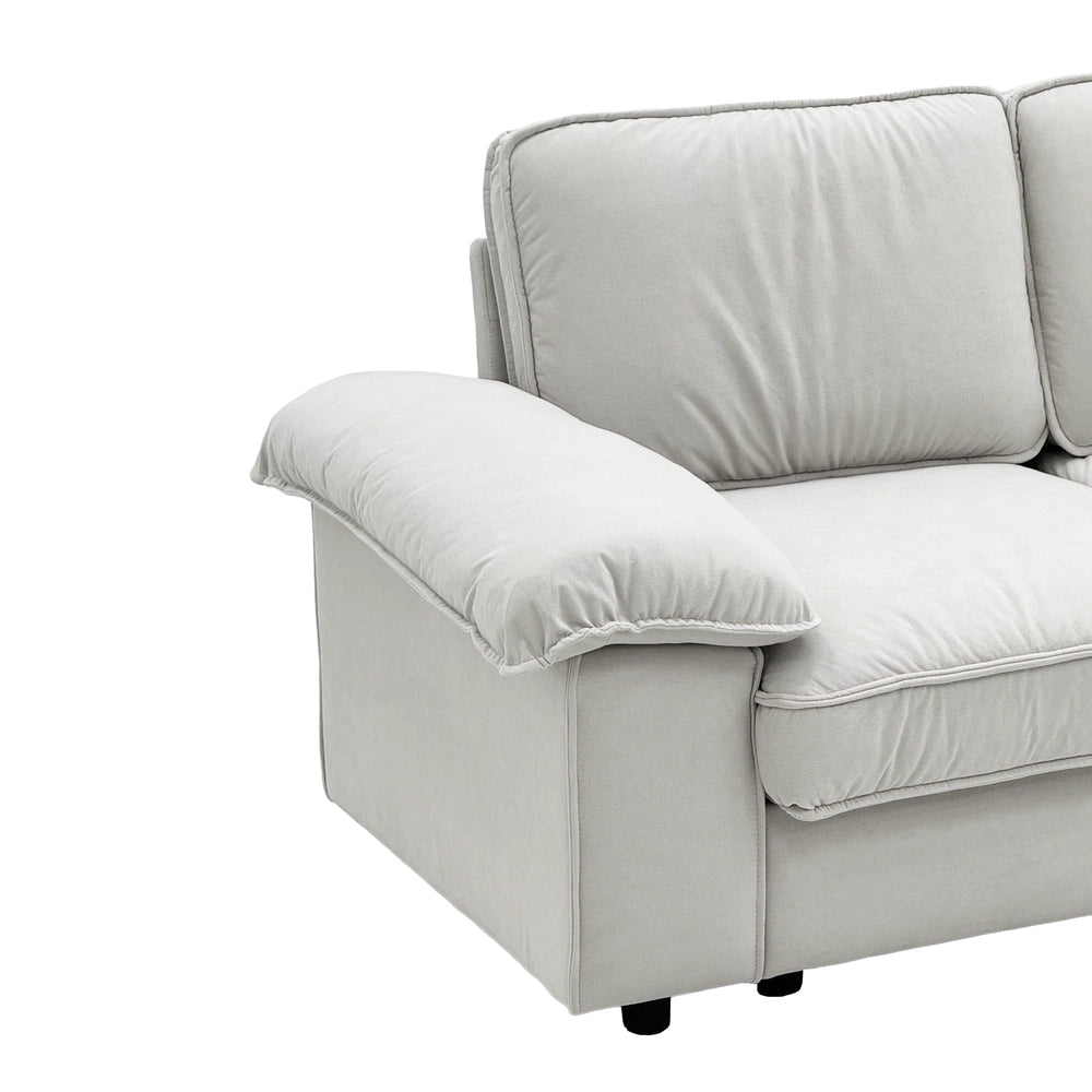 Divano con contenitore ¨C Minimal ¨C tessuto imbottito grigio chiaro 80x90x172