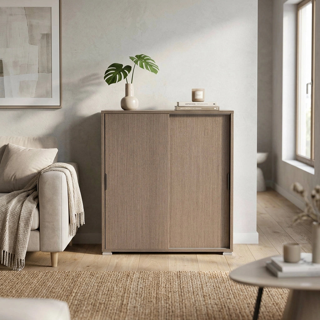 Armadietto da Bagno con 2 ante in Legno Composito cm 75x38x85 - KODEY