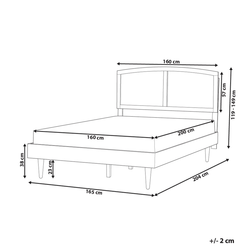 Letto in legno di gomma chiaro UE matrimoniale con LED 160 x200 cm con testiera a doghe Stile rustico minimalista