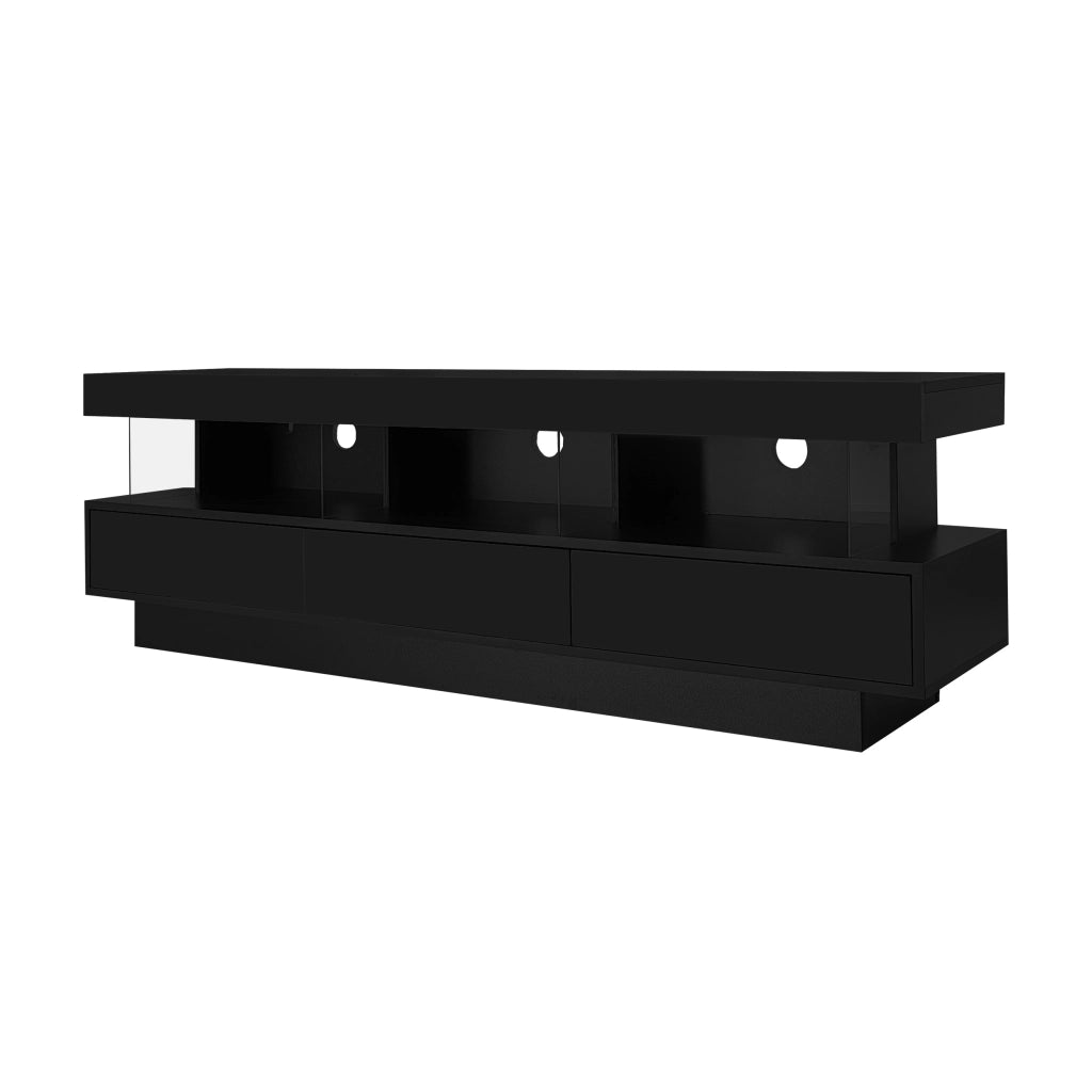 Cassettiera per TV nera lucida in truciolare lunga 160 cm