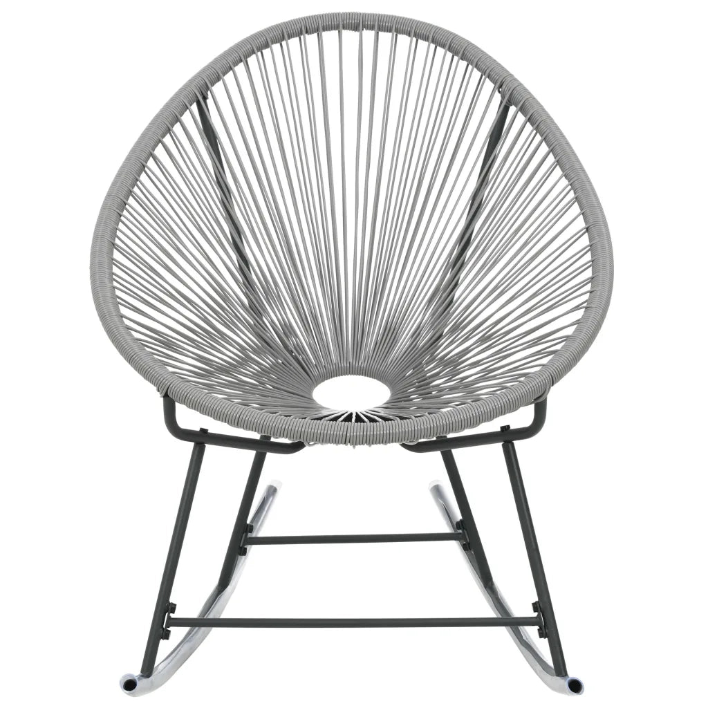 Sedia a Dondolo da Giardino | Sedie da Esterno Grigia in Polyrattan