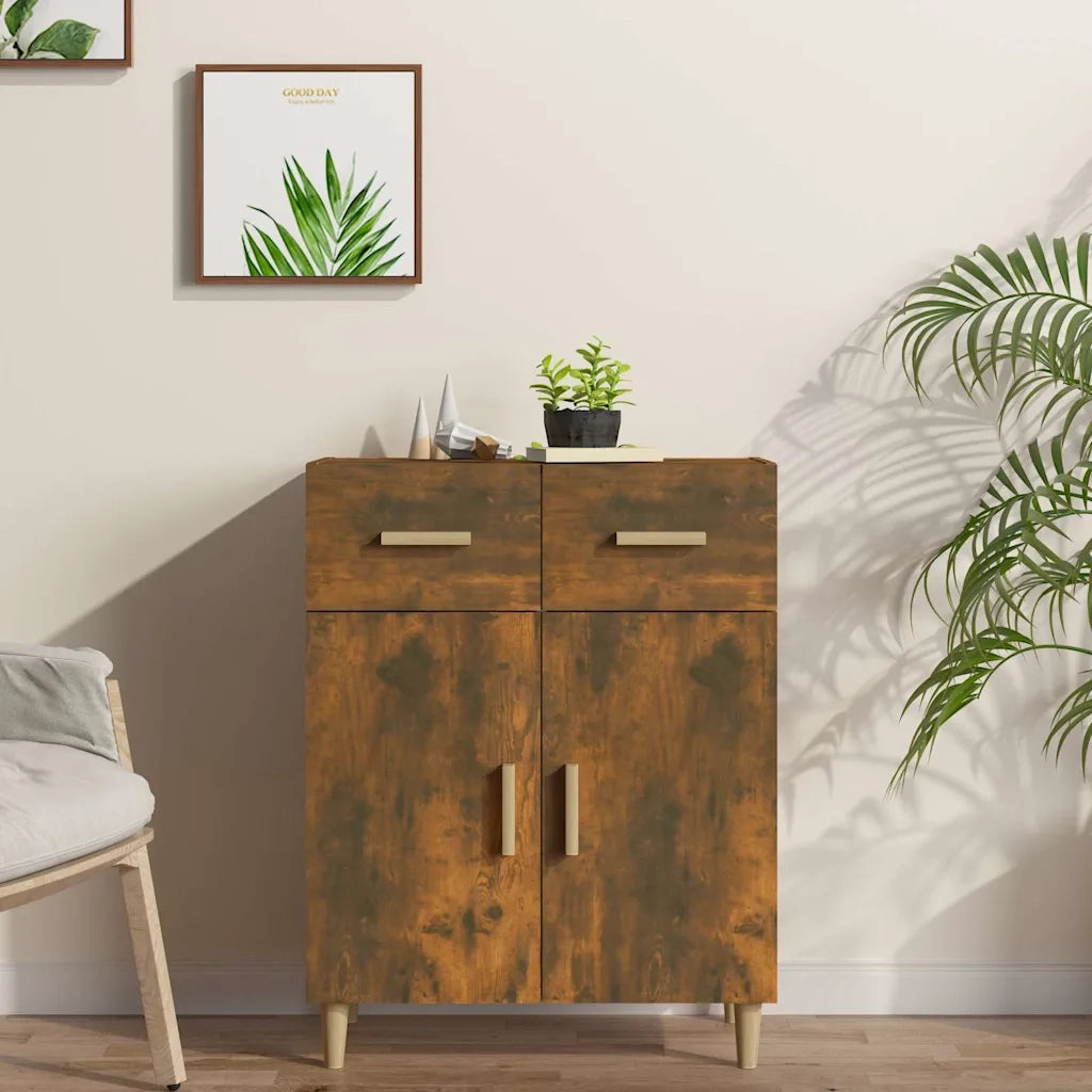 Credenza Rovere Fumo 69,5x34x89 cm in Legno Multistrato 817357