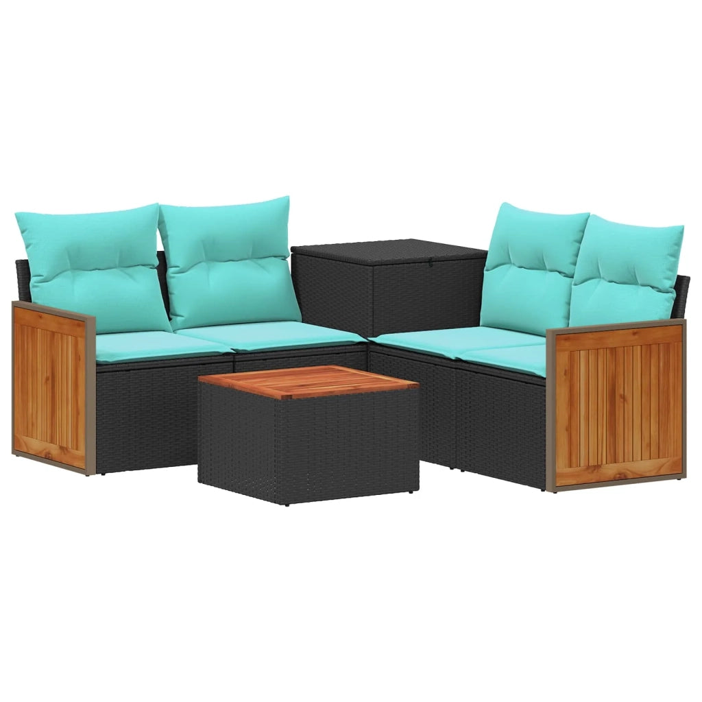 Set di divani 6 pz Nero e Blu 55 x 55 x 37 cm 3447711