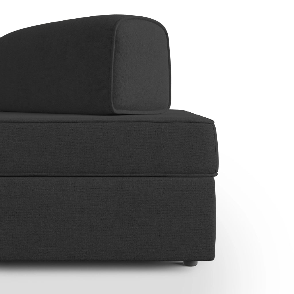 Liberty Divano senza pouf estraibile e schienali movibili in tessuto morbido impermeabile T02 200 cm nero