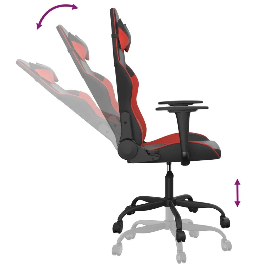 Sedia da Gaming | Sedia da e-sports Massaggiante Rosso e Nero in Similpelle