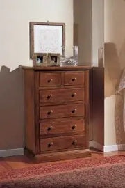 cassettiera settimino in legno arte povera noce Bassano 4 + 2 cassetti lisci