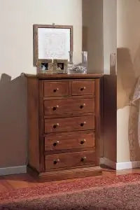 cassettiera settimino in legno arte povera noce Bassano 4 + 2 cassetti lisci