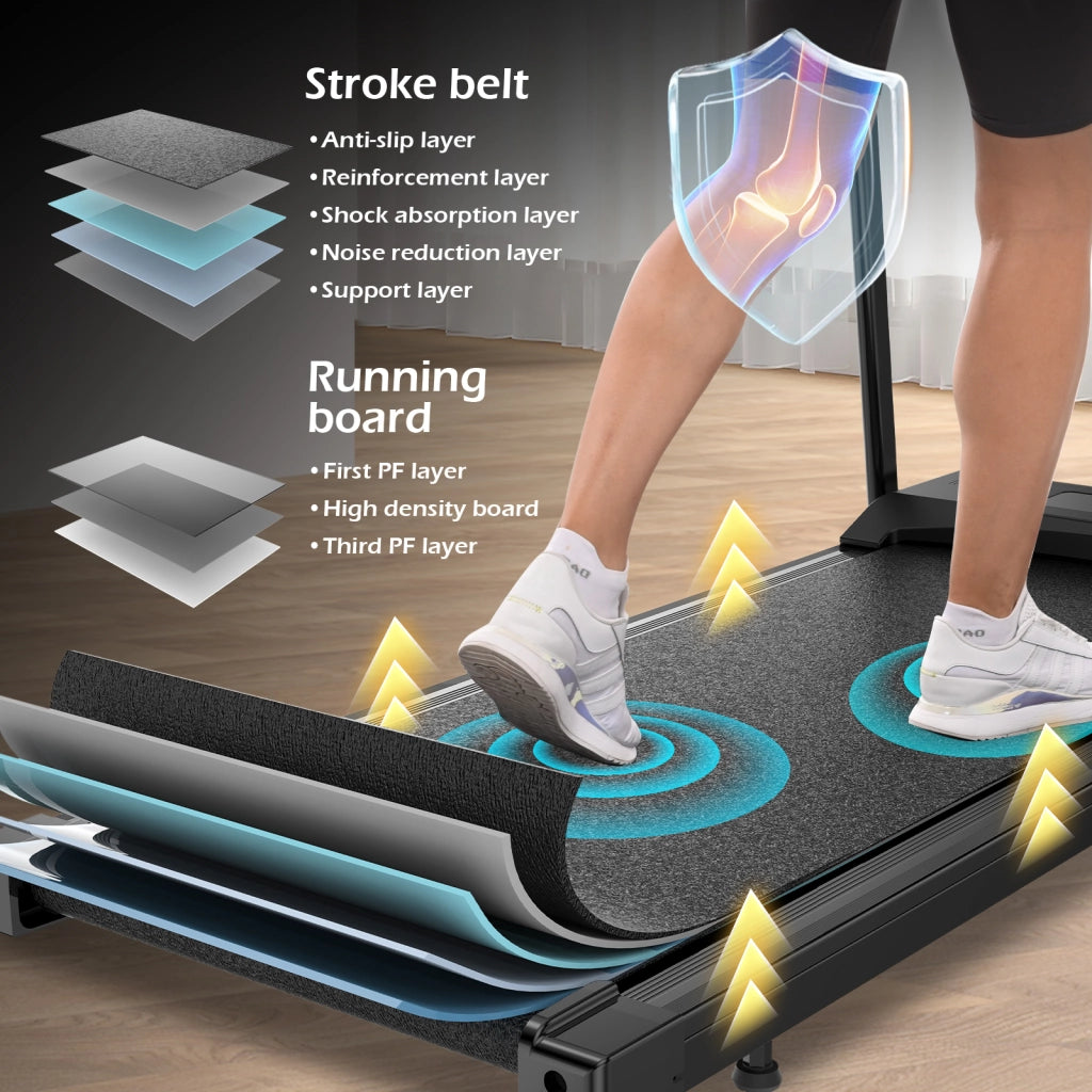 Tapis roulant, tapis roulant domestico  ad alta elasticità e ammortizzazione, 12 modalità sportive + controllo intelligente tramite APP