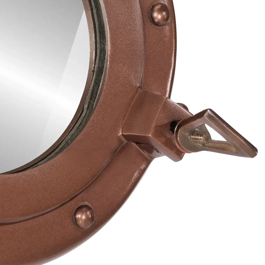 Specchio da Parete Design Oblò Ø30 cm in Alluminio e Vetro 357856