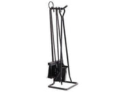 SET ATTREZZI DA CAMINO 4 ACCESSORI CAMINETTO PRIMO C/TRESPOLO CM.14XH50
