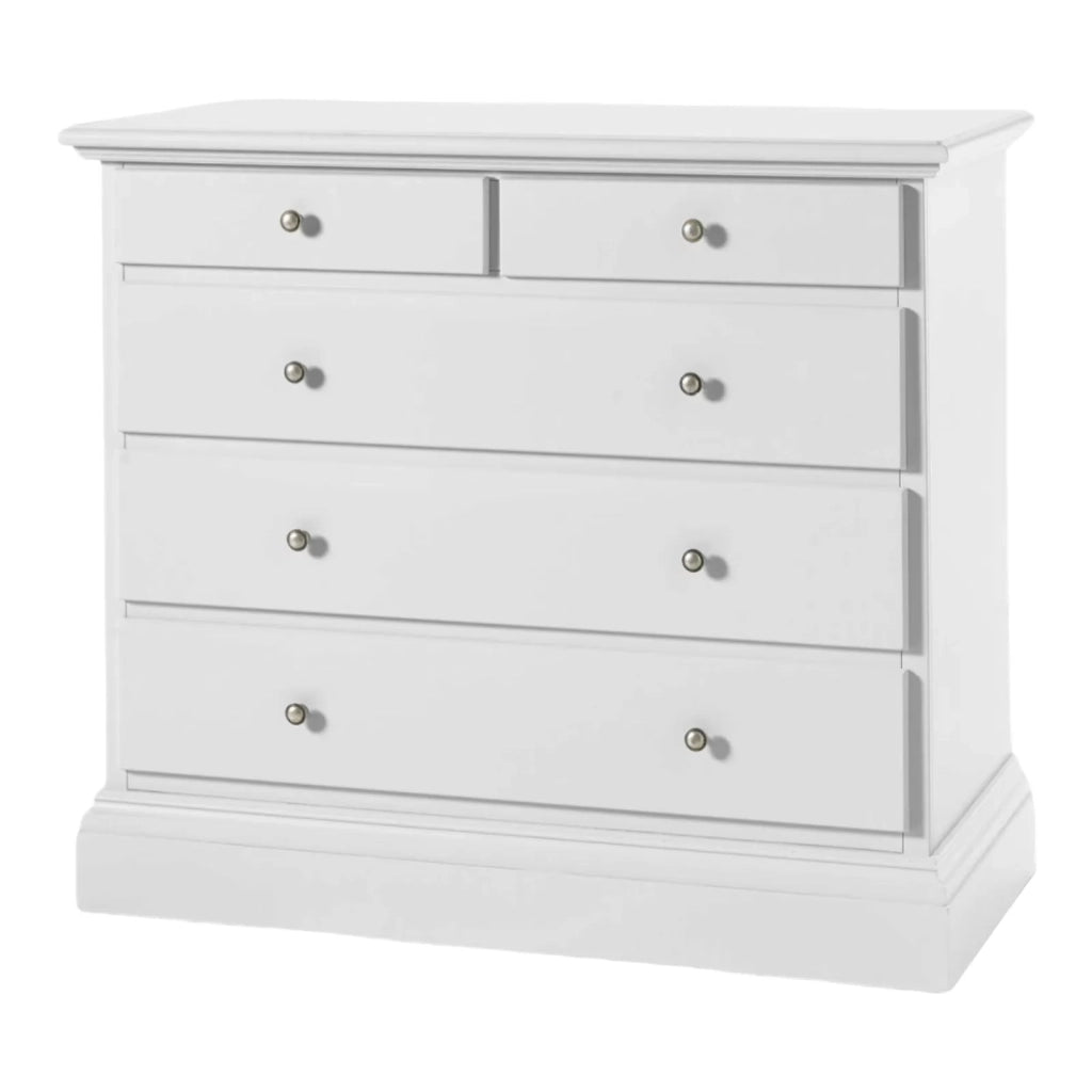 Cassettiera 5 cassetti classica shabby bianco 117x51x101 (6070) - Mobili 2G