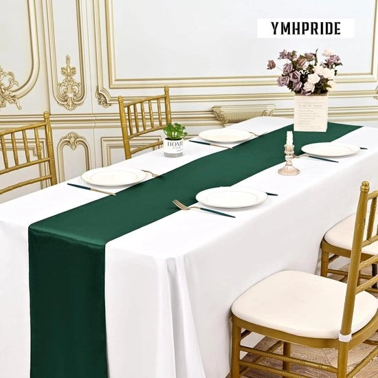 Tavolo da pranzo in seta verde smeraldo, 6 pezzi - 30 x 183 cm - lunghe gambe - decorazione da tavola per matrimoni, feste di compleanno e festeggiamenti