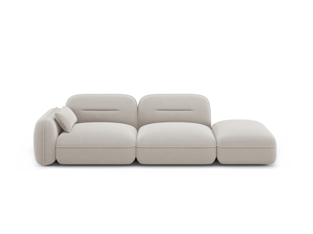 Cosmopolitan Design - Divano modulare destro "Sydney" 3 posti in velluto beige chiaro 