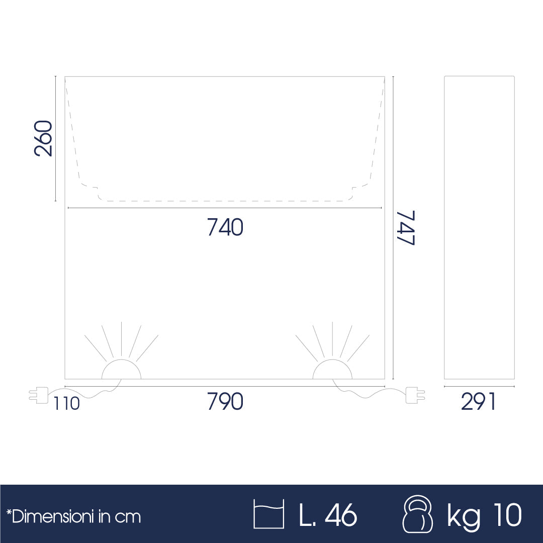 Vaso Luminoso da Esterno 79x74,7x29,1 cm In Polietilene Elegnace Led Rgb