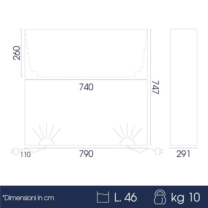 Vaso Luminoso da Esterno 79x74,7x29,1 cm In Polietilene Elegnace Led Bianco Caldo
