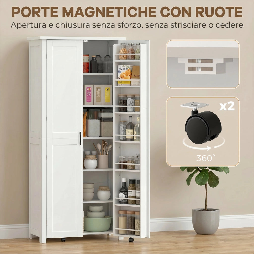 Mobile cucina con ruote ¨C Xylo ¨C 2 ante 14 scomparti bianco