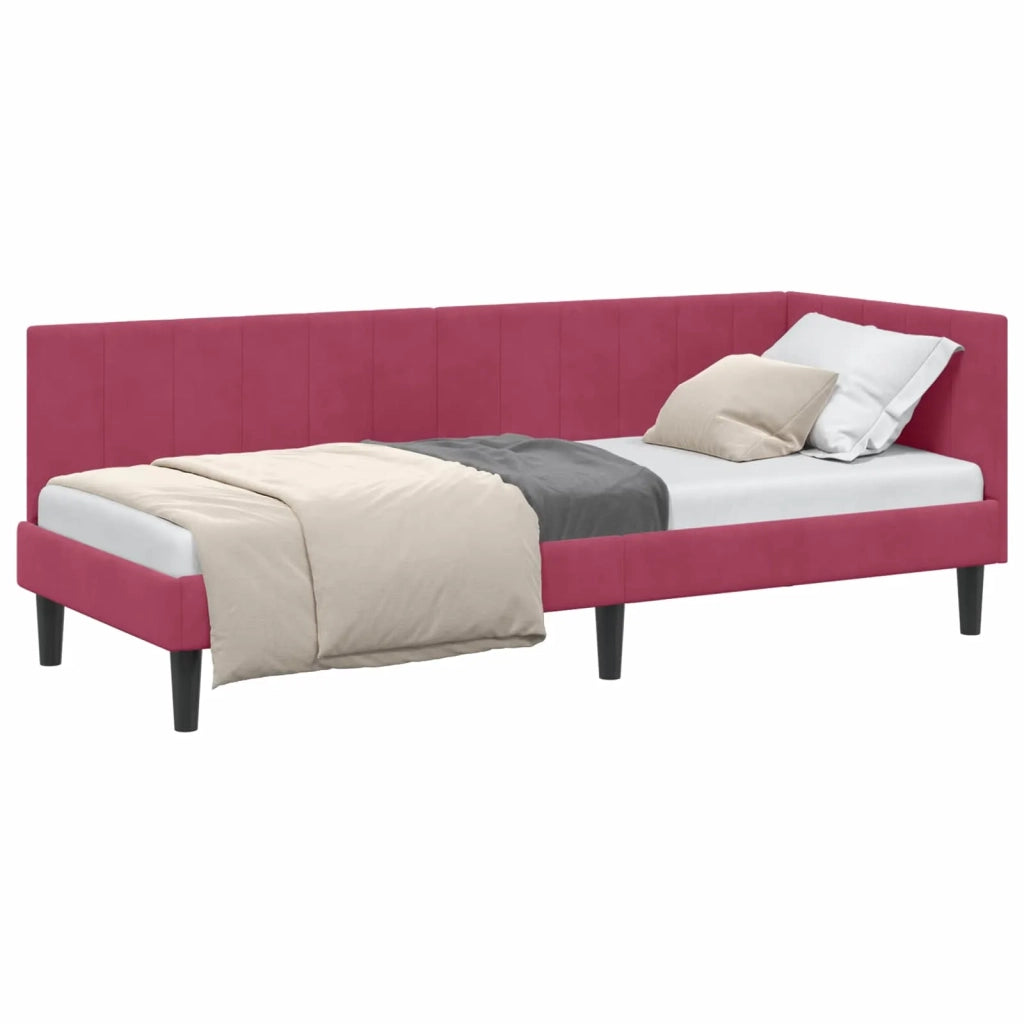 Cornice del letto ad angolo Rosso Vino 80 cm x 200 cm Velluto