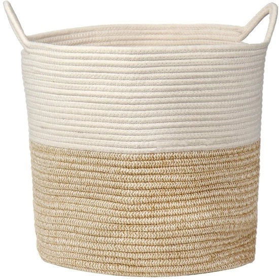 Mandolina di tessuto per il bucato, contenitore per bambini con maniglia, cesto intrecciato per la casa, la camera dei bambini e la cucina, misura 38 x 38 cm
