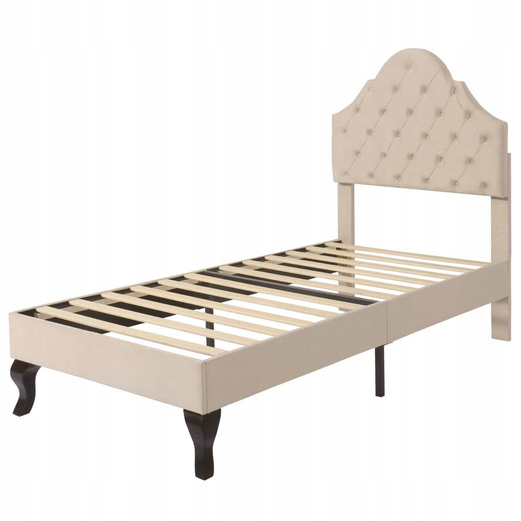 Letto singolo 90x200 - Xylo - Beige, testiera regolabile, per ragazzi