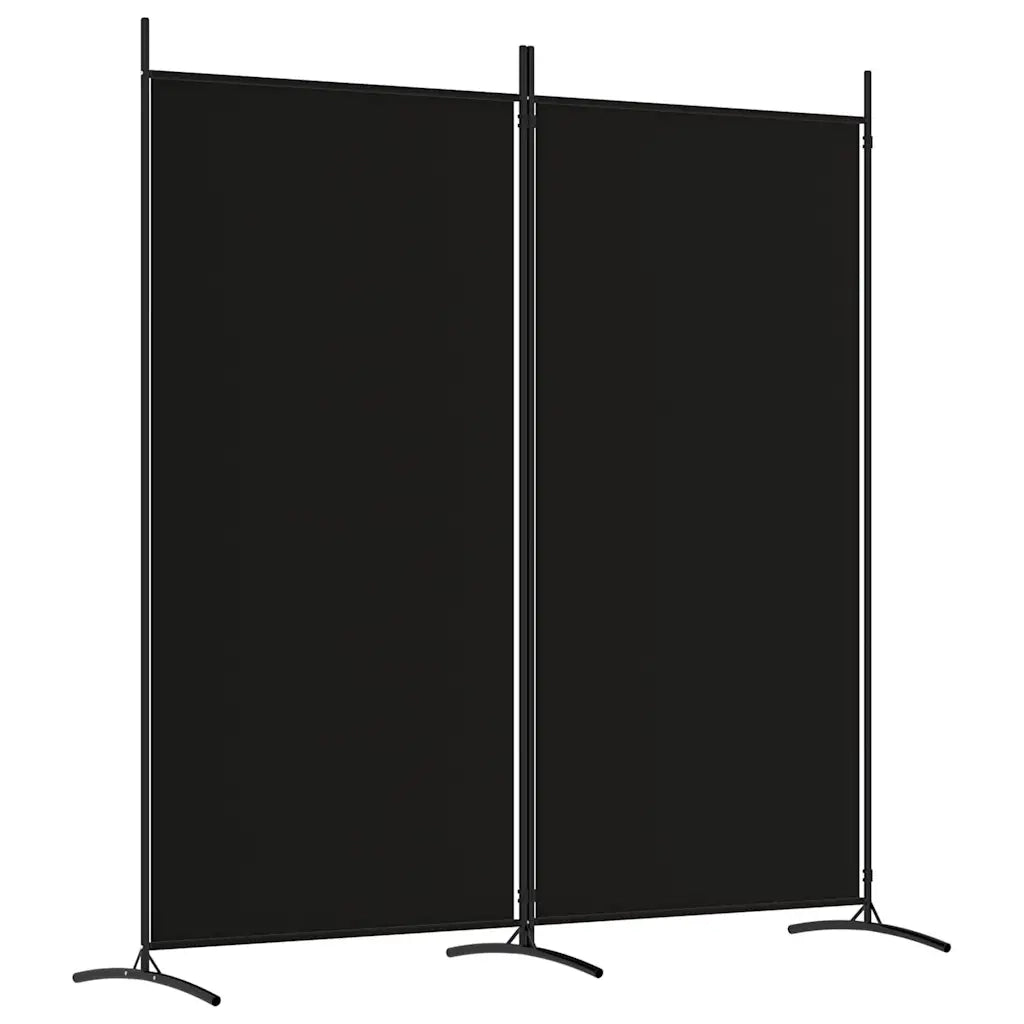 Divisorio Ambienti | Divider per stanze | Paravento a 2 Pannelli Nero 175x180 cm in Tessuto