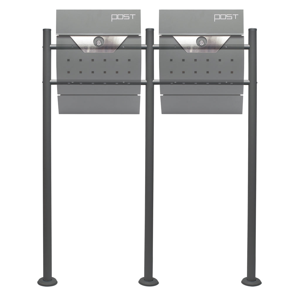 Telaio di supporto per cassetta postale doppia autoportante, verniciato a polvere antracite