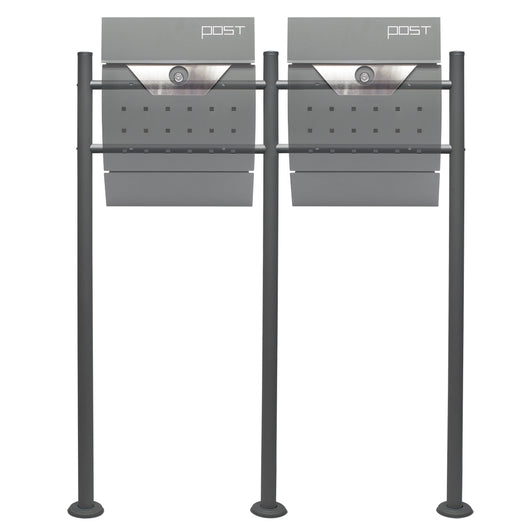 Telaio di supporto per cassetta postale doppia autoportante, verniciato a polvere antracite