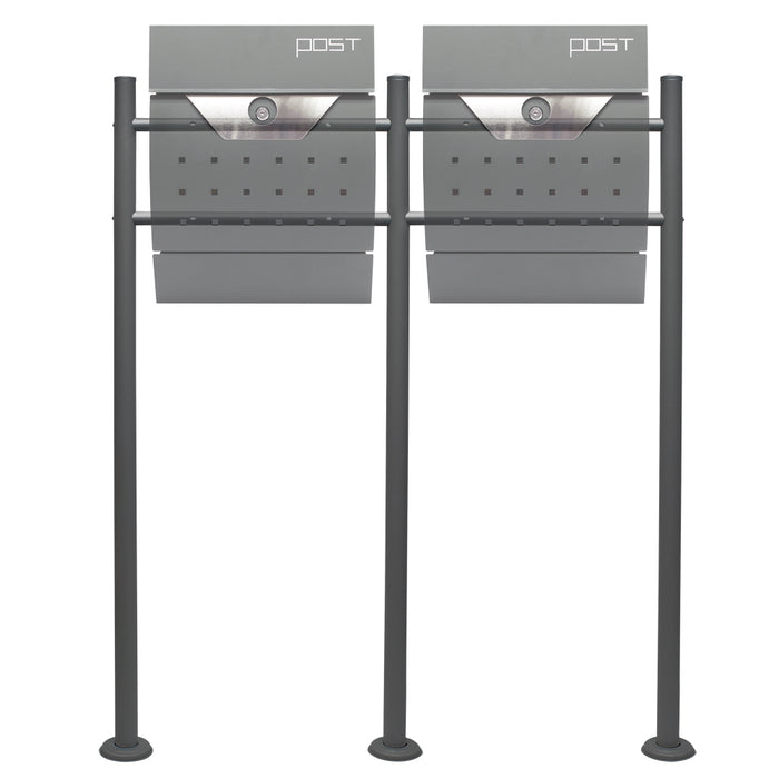 Telaio di supporto per cassetta postale doppia autoportante, verniciato a polvere antracite