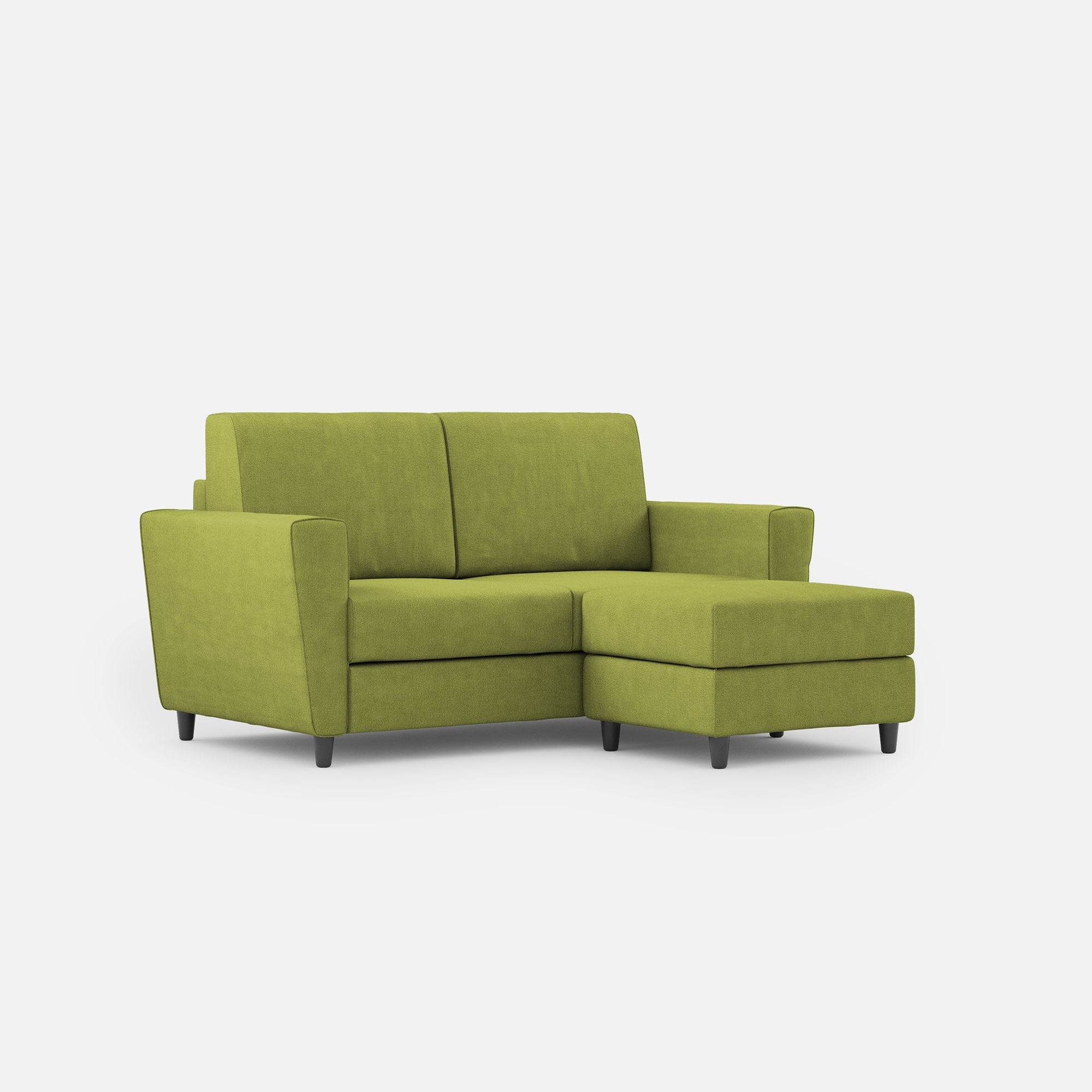 Divano 2 Posti con Pouf 152x155x85 cm Yasel in Tessuto Verde