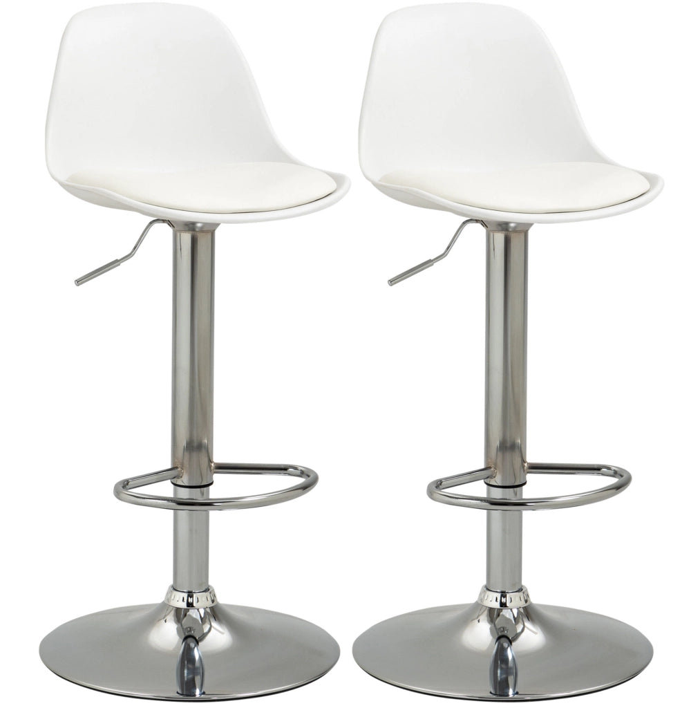 Set di 2 sgabelli da bar 42x38x82-104 cm regolabili in altezza in pelle sintetica bianco
