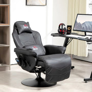 Poltrona gaming massaggiante reclinabile con poggiapiedi nera