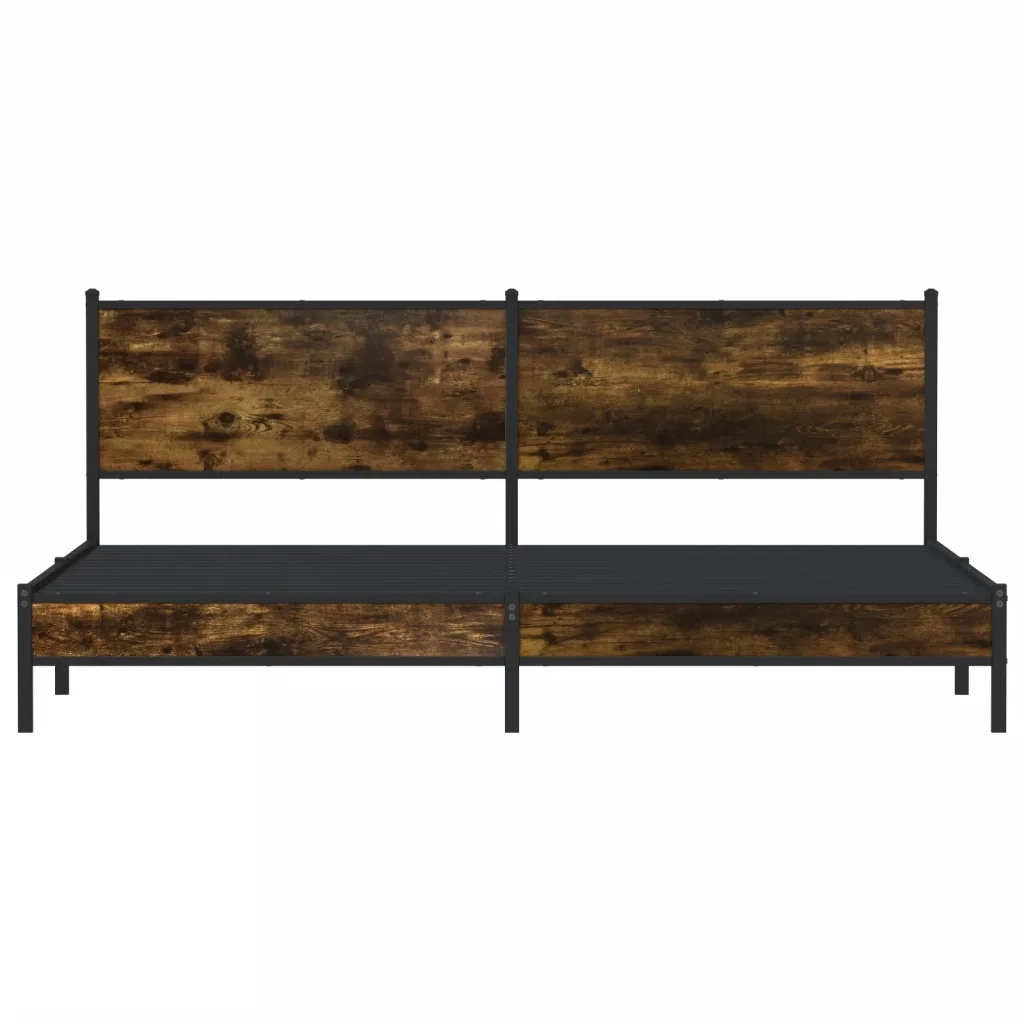vidaXL Giroletto senza Materaso in Metallo Rovere Fumo 193x203 cm
