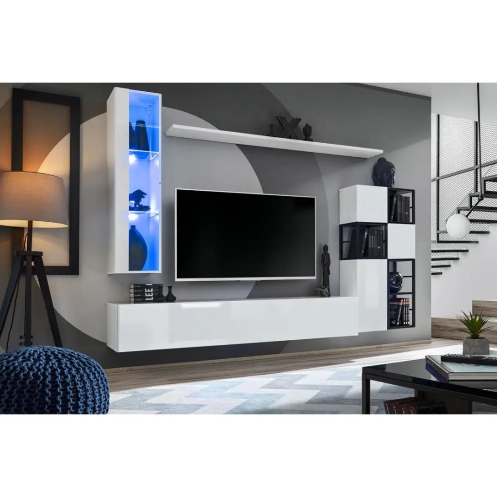 Set arredamento salotto stile industriale SWITCH M2 - Bianco - LED integrati - Design moderno