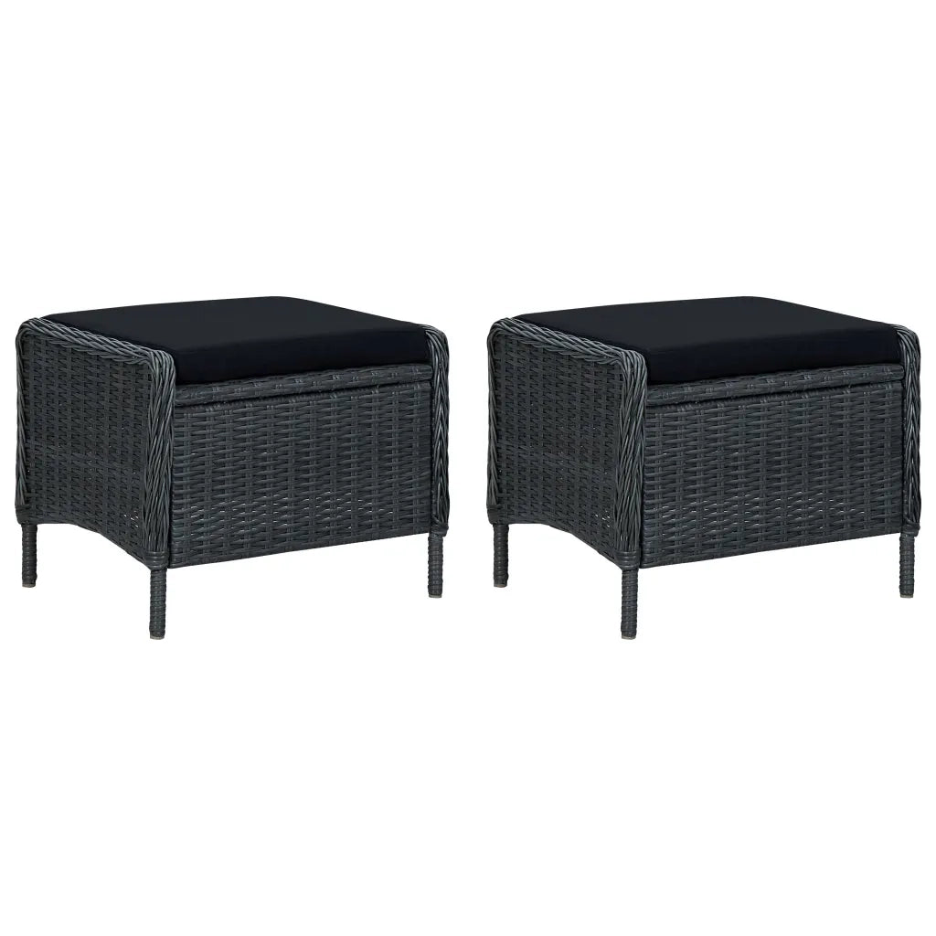 Set Divani da Giardino 3 pz con Cuscini Polyrattan Grigio Scuro cod mxl 42227