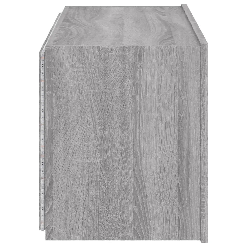 Mobile TV a Parete con Luci LED Grigio Sonoma 80x35x41 cm 837321