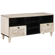 vidaXL Mobile TV Bianco 100 x 33 x 46 cm legno massello di mango