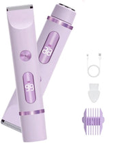 Rasatrice elettrica 2 in 1 per donne - Trimmer bikini - Epilatore - Impermeabile - Trimmer donna - Con display digitale - Blu