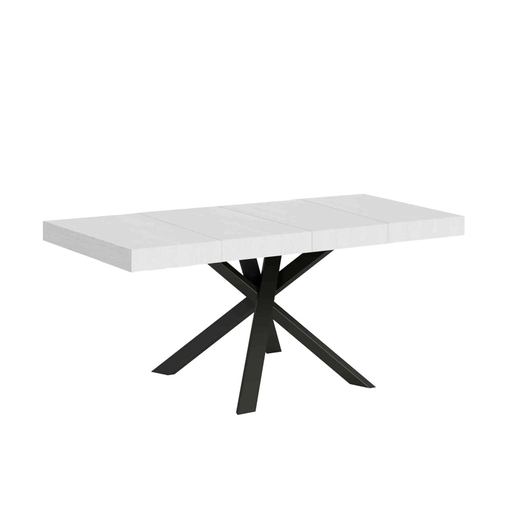 Tavolo allungabile 90x90/194 cm Clerko Premium Bianco Frassino gambe Antracite
