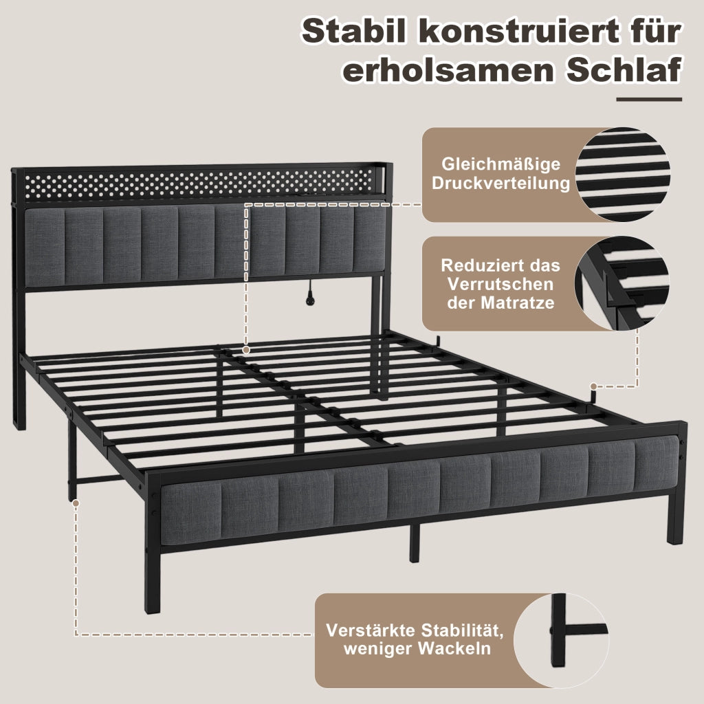 Letto singolo 140x200 cm, colore nero