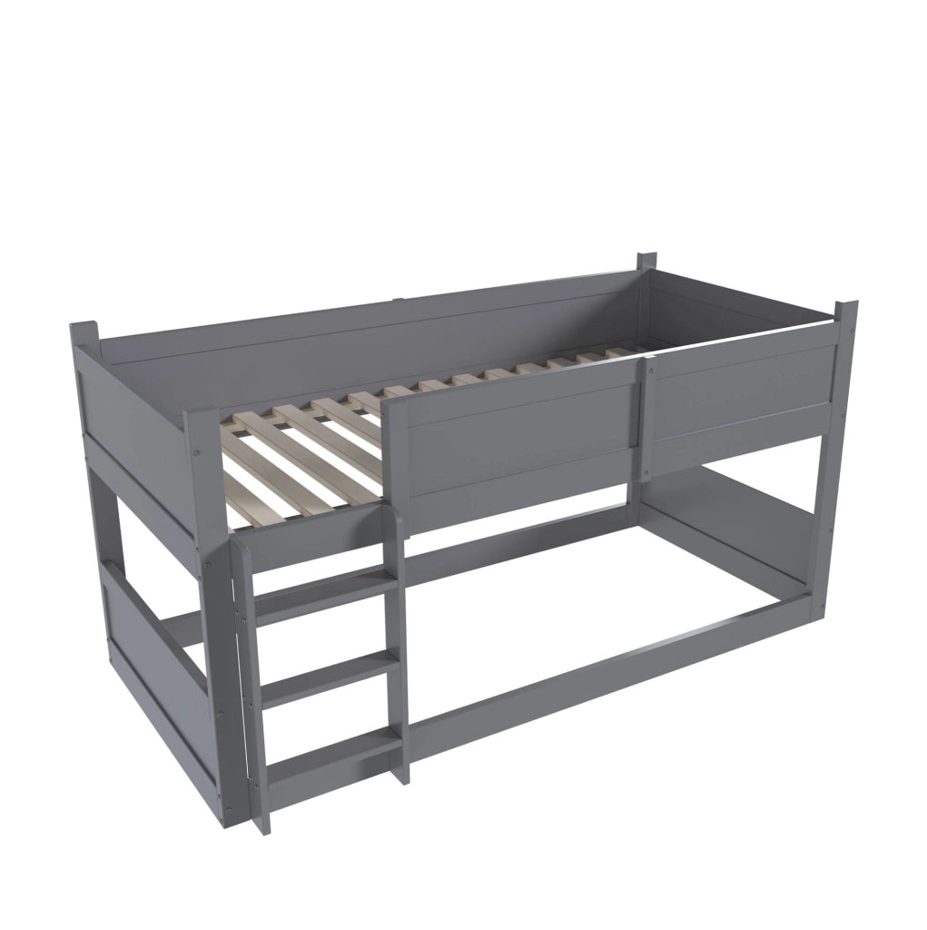 Letto triplo modulare 90x200 cm in legno grigio, soluzione salvaspazio