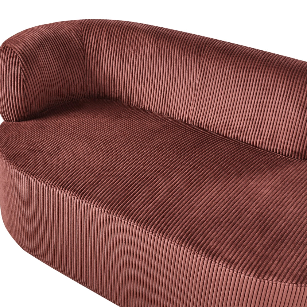Chaise longue con rivestimento in velluto a coste rosso e cuscino decorativo lato sinistro